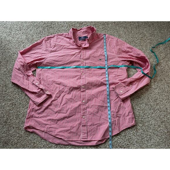 Vineyard Vines Mens XXL collared button up shirt,  long sleeve, Red/Pink & white - Picture 4 of 16
